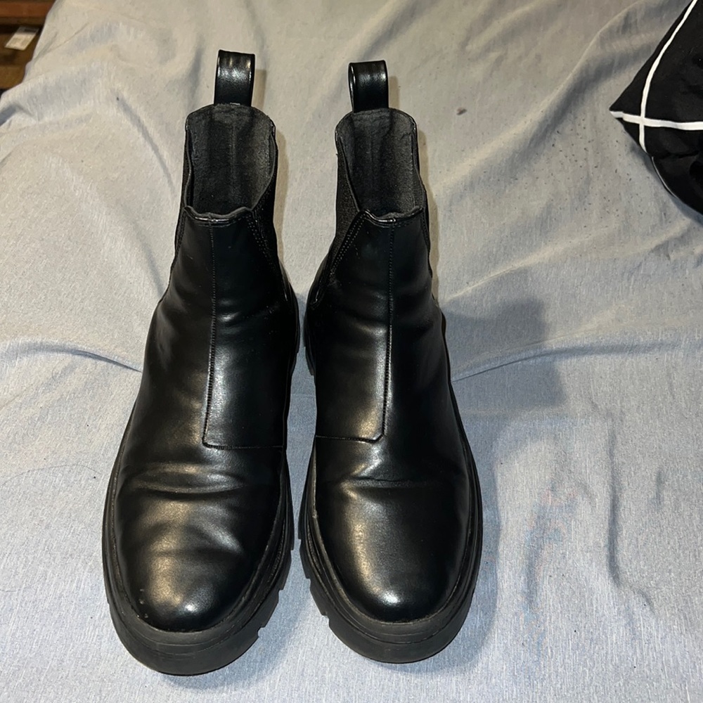 Black leather boots